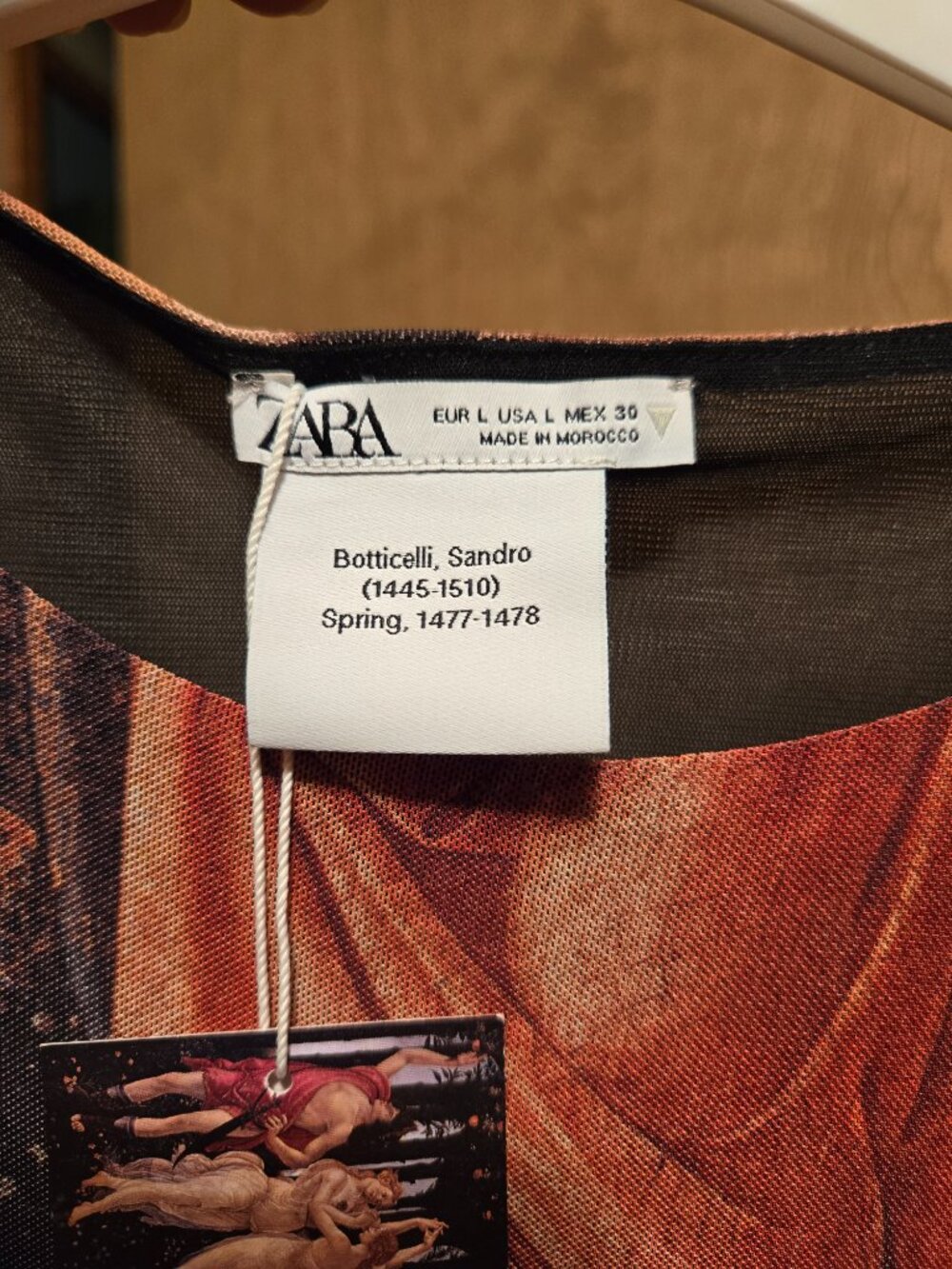 NWT Zara Botticelli Print Maxi tulle dress Size Large - Picture 4 of 6